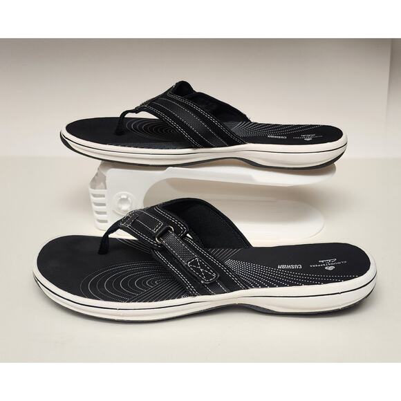 CLARKS Cloudsteppers Breeze Sea Sandal Flip Flops Thong Black SIZE 11M - Picture 6 of 9